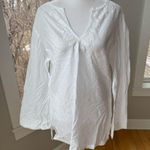 Country Store White Embroidered Cotton Long Sleeve V Neck Tunic Top Sz Medium Photo 4