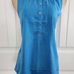 Womens KENNETH COLE REACTION Royal Blue Goldtone Buttons Woven Tank Top M Size M Photo 0