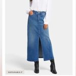 NYDJ Denim Blue Jean Midi High Rise Skirt Front Slit Button Not Your Daughter 16 Photo 0