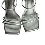 Cult Gaia LYDIA WOMENS LEATHER SLIP-ON HEELS Silver Square Toe Strappy 37.5 Photo 5