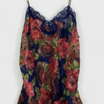Victoria's Secret Vintage 80’s Victoria’s Secret Gold Label Navy & Red Floral Paisley Slip Chemise Photo 0