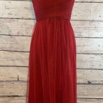AMSALE Maxi Dress Tulle Formal Bridesmaid/Evening Crimson Photo 0