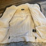 Bebe  Sherpa Lined Asymmetrical Zip Front Cropped Vegan Suede Farmers Jacket S Photo 6