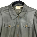 Maeve Anthropologie Kellie Faux Leather Trench Coat Utility Jacket Green Size 8 Photo 5