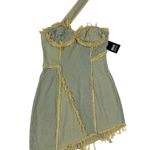 EGO  Official - One Strap Distressed Patchwork Mini Dress in Light Blue Denim Photo 0