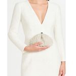 Santi Imitation Pearl Clutch – Satin & Beaded Evening Bag White Photo 1