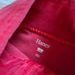 Hanes Hot pink velour velvet zip up mock neck sweatshirt L barbiecore Photo 2