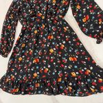 Pomelo Midi Ruffled Black Floral Long Sleeve Dress Womens Small Smocked Neckline Photo 1