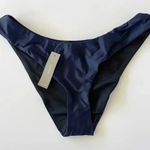 J.Crew Curved waist High Leg Cut cheeky bikini bottom in Navy Size Medium NWT Photo 0