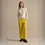 Bellerose Pasop Cotton Linen Blend High Rise Straight Leg Pants Yuzu Yellow Sz 2 Photo 2