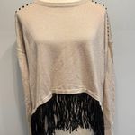 AQUA NEW women's small One Grey Day Los Angeles Fringed Sweater MSRP $179. Photo 0