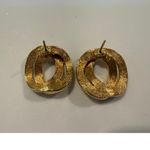 Monet Vintage Signed  Double Link Gold-Tone Stud Earrings Photo 1