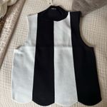 Maeve Black and white striped Scalloped Turtleneck Sweater Photo 4