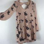Free People  Emma’s Pink Embroidered Long Sleeve Cut Out Swing Mini Dress Small Photo 11