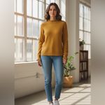 Garnet Hill  100% Cashmere Goldenrod Mustard Yellow Knit Sweater Size XS Photo 9