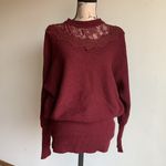 Suzanne Betro Lace Collar Burgundy Sweater Size L/XL NWT Photo 1