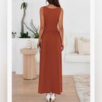 NEW Brick Red Sleeveless Ruched High Waisted Tank Long Flowy Fall Maxi Dress M Size M Photo 1