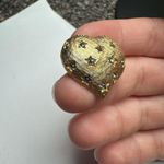 Vintage Weiss Blue Aurora Borealis Rhinestone Heart Gold Tone Brooch Pin Signed Photo 1