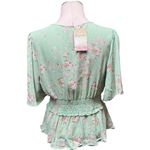 Lily White  V-Neck Flowy Top Floral Green Pink XL Photo 4