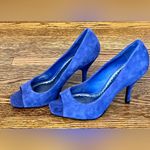BCBGirls  peep toe heels blue suede size 8.5 NWOT brand new never worn - no box Photo 1
