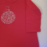 LAT womens vneck holiday ornament bling Christmas tshirst red Size L Photo 4