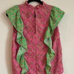 Karlie floral vintage ditzy ruffle top in pink/green Photo 6