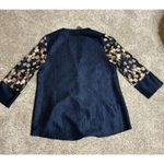 Chico’s Travelers Navy & Gold Embroidered Jacket | Size 1 Blue Size L Photo 8