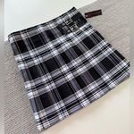No Boundaries No Boundariea Black and White Plaid Pleated Mini Skirt Kilt w Buckle Detail XS Photo 0