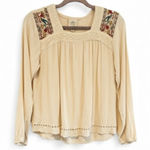 Knox Rose Size S Cream Floral Embroidered Lace Eyelet Peasant Blouse Top Rayon Photo 0