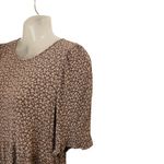 Be cool Short Sleeve Crinkle Floral Tiered Midi Shirt Dress Boho Brown Large Photo 2