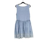 Passports Women Blue Sleeveless Button Front Embroidery Fit & Flare Dress Size L Size L Photo 1