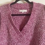 Loft Marled Ribbed V Neck Sweater in Light Fresh Magenta, Size large Photo 3