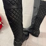 Not Rated Women’s  18” Tall Padded Spiky Boots Black SZ 9 Faux Leather Garman Side Zip Photo 1