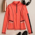 Body Instinct Activewear Jacket Running Track Zip Up Athletic Coral L‎ Orange Size L Photo 0