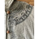 Vintage 1990's Wool Blanket poncho with button closing & fringe medium to large Gray Size undefined Photo 8