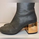 MM6 Maison Martin Margiela Women’s Gray Ankle Block Gold Heel Boots Size 6.5(37) Photo 2