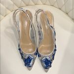 Betsey Johnson  White and Blue Embroidered Heels Photo 3