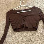 SheIn Brown Long Sleeve Cropped Shirt Photo 0