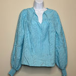 Ramy Brook  Kyle Textured Top Puffed Long Sleeve Blouse Blue Women's XS Photo 0
