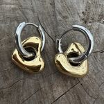 Free People 18k Gold Plated Puffy Heart Hoop Earrings Stainless Steel Womens Jewelry Photo 6