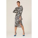 Ronny Kobo Jade Silk Midi Dress Animal Print Navy Blue White Womens Size Small Photo 1