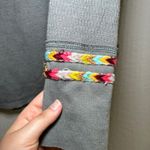 Free People We The Free Gray rainbow trim Henley women's small thermal embroidered boho‎ Photo 5