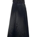 Vintage 90s Ball Gown Beaded Lace Bodice Satin A Line Fit & Flare Black Womens 4 Photo 1