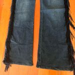 Fringe Accent Black Wide Leg Jeans Blue Size undefined Photo 4
