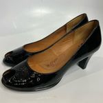 Sofft black patent leather heels pumps peep toe size 7.5 dressy black tie Photo 3