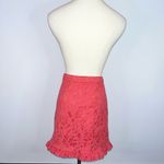 Free People  Coral Pink Floral Lace Ruffle Short Mini Skirt 4 Photo 5