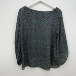 Loft Gray & Blue Polka Dot Flowy Sheer Top Size Large Polyester Photo 6