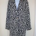 Andrew Marc ‎ leopard print black and white longline open front cardigan size S Photo 0