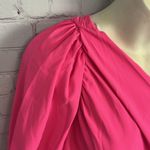 Amanda Uprichard  neon pink one shoulder asymmetric top tie waist Small preppy Photo 4