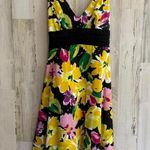 *B. Smart Floral Midi Dress Women's Size 6 Beach Tropical Feminine Party Summer Black Photo 2